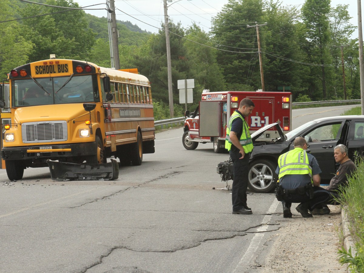 Car strikes RSU 10 bus in Rumford